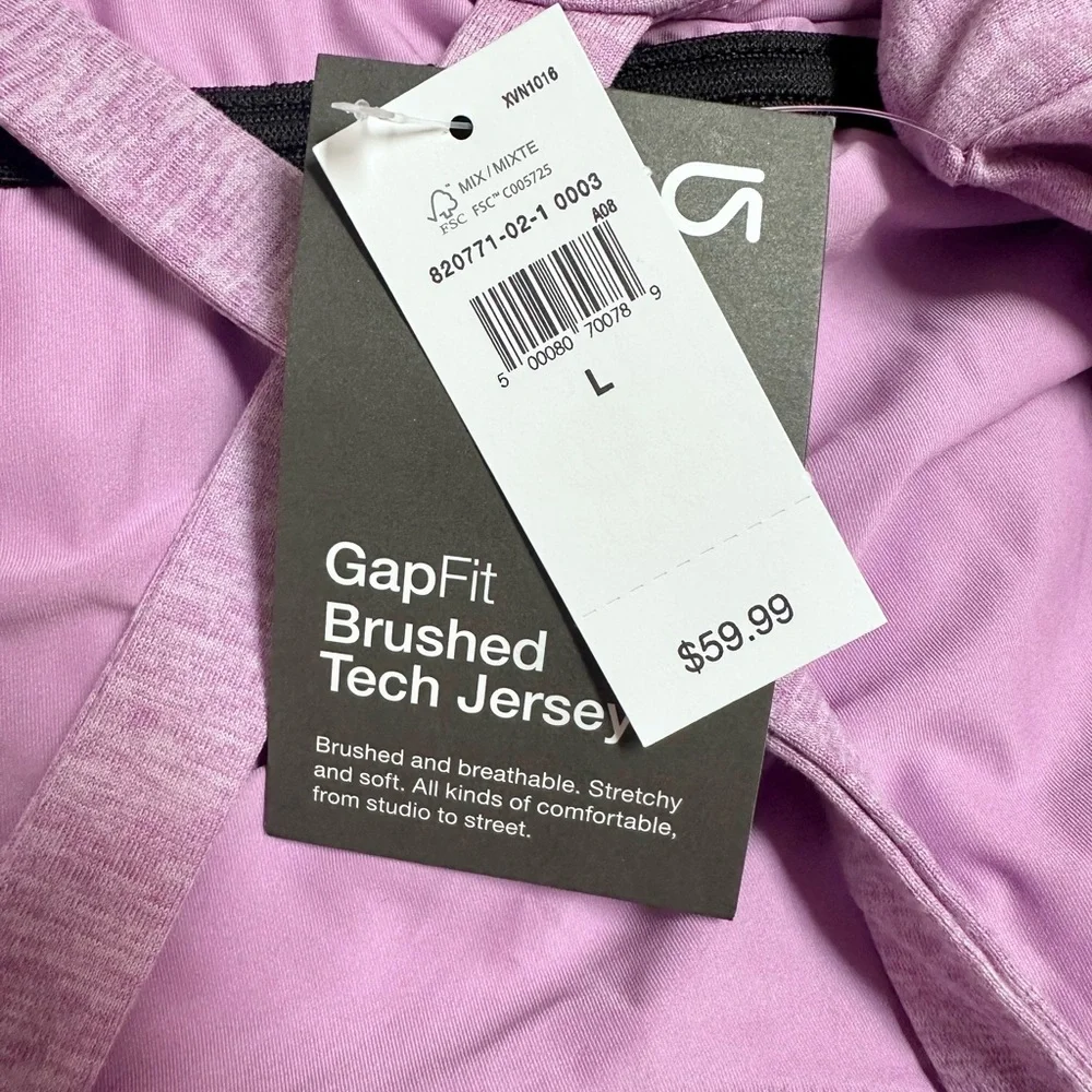 NWT GapFit pink Brushed Tech Jersey Dress size large activewear workout - Picture 5 of 9